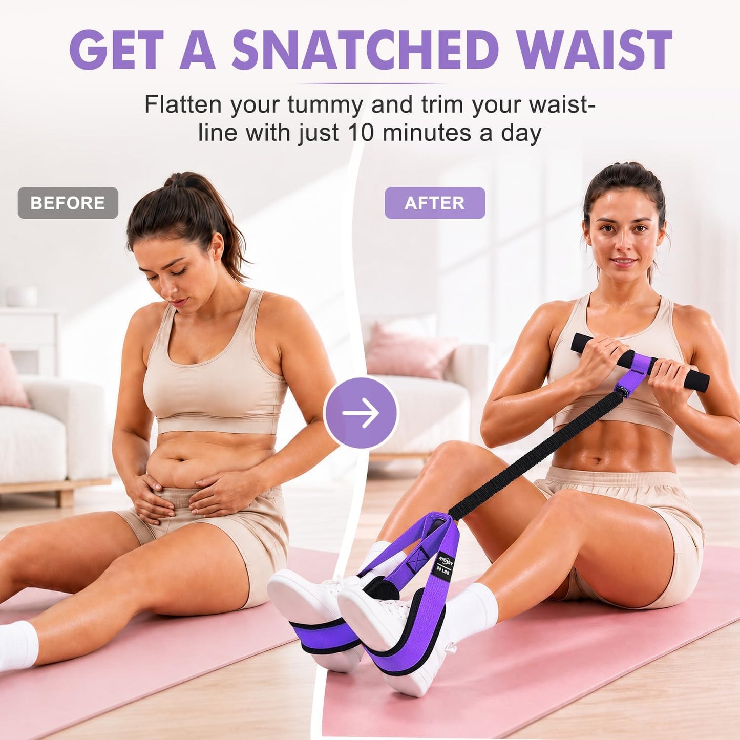 Pedal Resistance Band with Handle, Upgraded Durable Thickened Latex Tubes and Soft Foam Fabric Foot Pedal, Sit up Exercise Equipment for Abdomen, Waist, Arm, Core/Abs, Leg, Physical Therapy