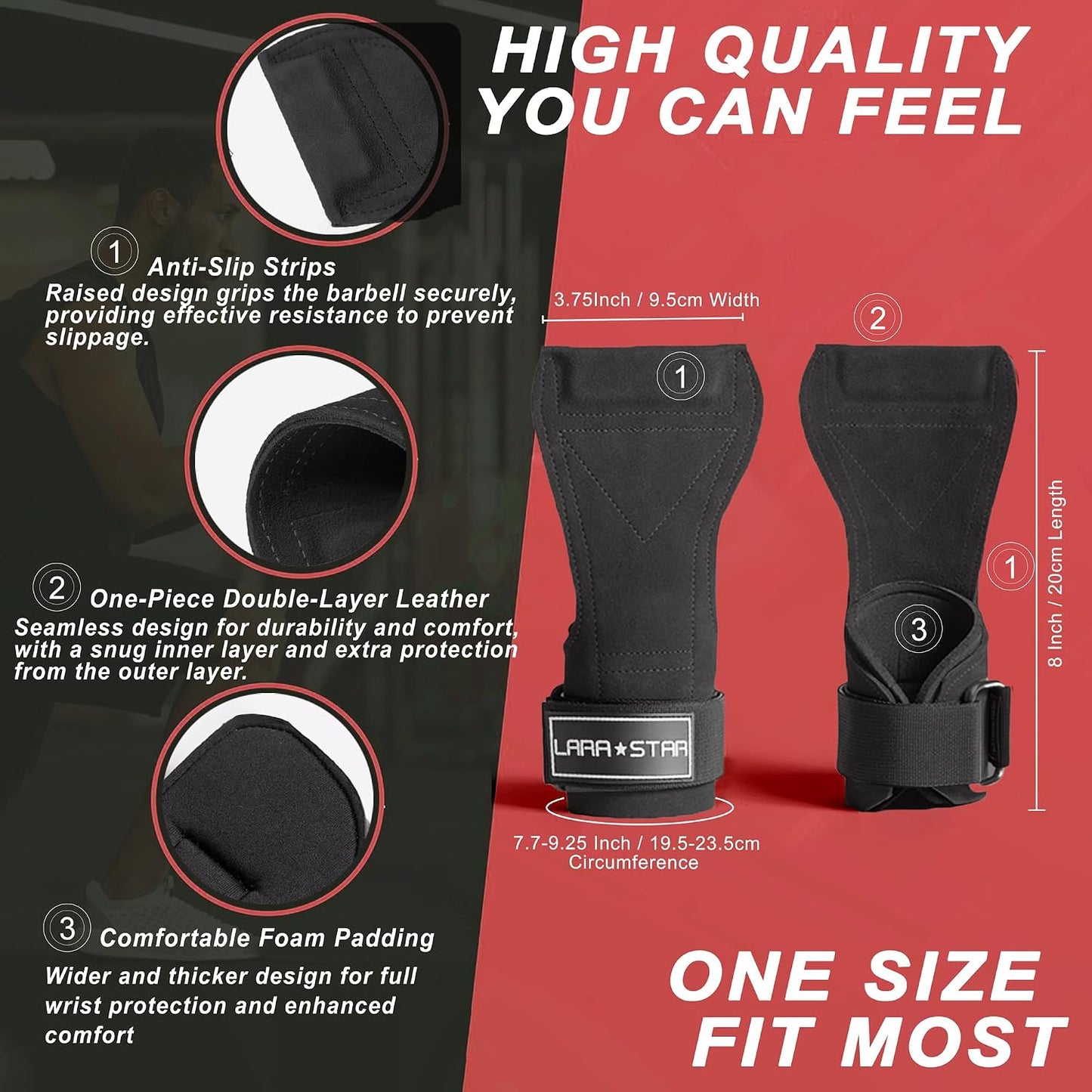 Weight Lifting Wrist Straps for Maximum Grip Support,Lifting Strap for Weightlifting, Gym Grips Hook for Deadlifts, Powerlifting, Heavy Shrug Women/Men
