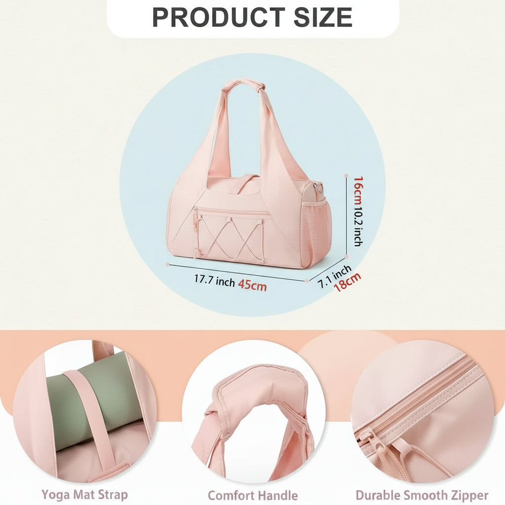 Yoga Mat Bag with Shoe Compartment and Wet Pocket - Versatile Gym Tote with Yoga Strap for Travel and Fitness Essentials